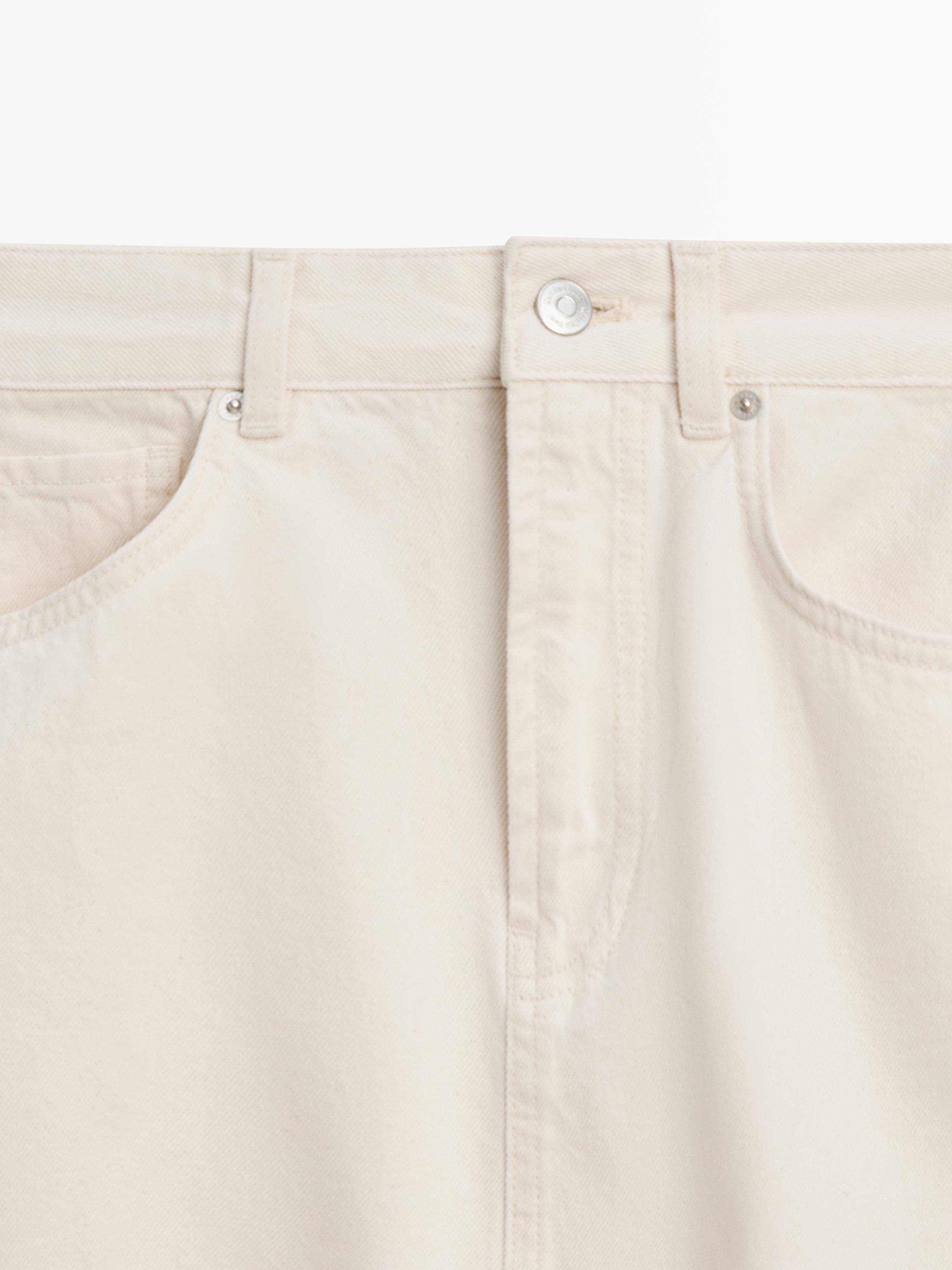 Barrel fit denim midi skirt